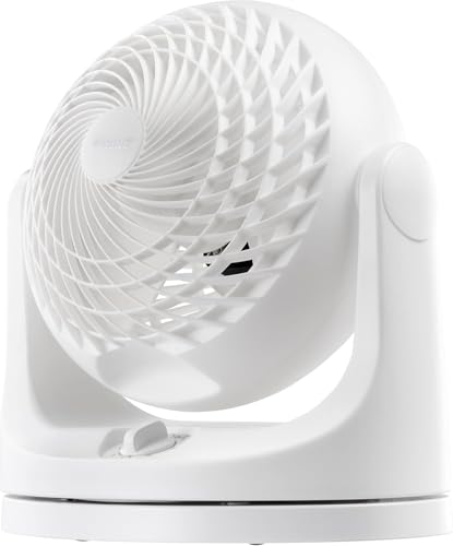 IRIS USA WOOZOO Desk Fan, Oscillating Air Circulator, 3 Speeds, 36ft Max Air Distance, 244ft² Coverage, 112° Adjustable Vertical Tilt, 29db Quiet Motor, Small Fan for Bedroom, Office, Dorm, White