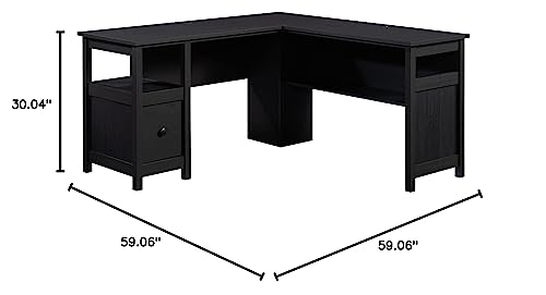 Sauder Cannery Bridge L-Shaped Office Desk with Storage Drawer and Self, in Raven Oak