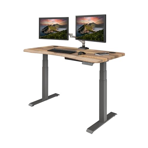 Vari Ergo 54x26 Electric Standing Desk + Height Adjustable Sit-Stand Desk + Curved Waterfall Edge, 4 Memory Settings, Quick Assembly, Cable Management, 200 lb Capacity – Reclaimed Wood (2 Boxes)