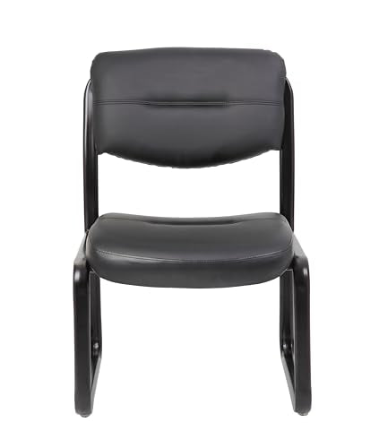 Boss Office Products B9539 Leather Sled Base Side Chair in Black, 250