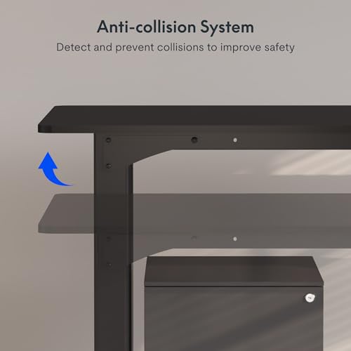 FLEXISPOT 4 Leg Standing Desk 71 x 32 Inch Electric Adjustable Height Sit Stand Desk with Splice Board Home Office Desk, Black Top + Black Frame