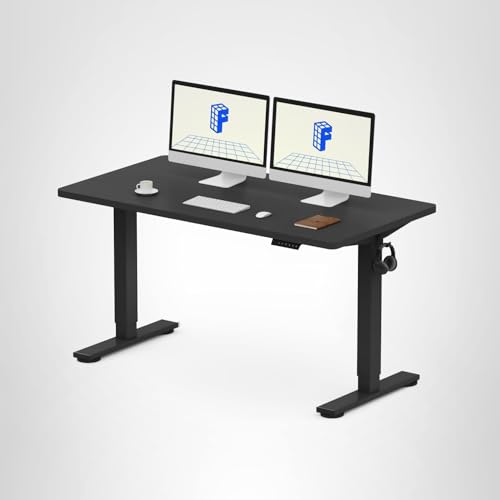 FLEXISPOT EN1 One-Piece Standing Desk, Electric Adjustable with 4 Memory Presets, 176 LBS Capacity, Stable & Quiet, Seamless Desktop for Home Office & Dual Monitors, 55"x28" Black