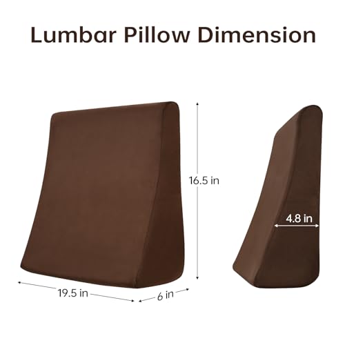 Vekkia Lumbar Support Pillow for Recliner, Ergonomic Back Support for Couch – Improve Posture, Relieve Back Pain for Long Sitting & Elderly, for Armchair & Sofa, Removable Cover, Brown