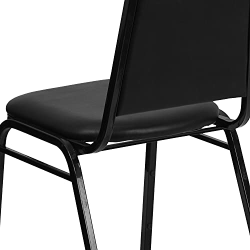 Flash Furniture Hercules Series Trapezoidal Vinyl Banquet and Event Chairs, Commercial Event Chairs with Padded Seats and Backs, Set of 4, Black