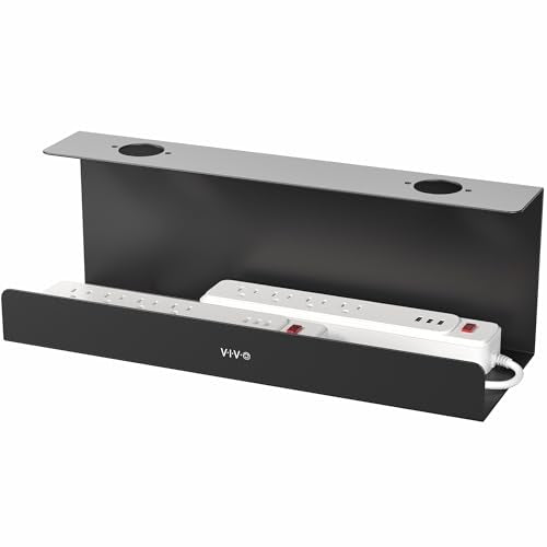 VIVO Under Desk 17 inch Extra Deep Cable Management Tray, Power Strip Holder, Cord Organizer, Wire Tamer for Office and Home, Black, DESK-AC16-1C