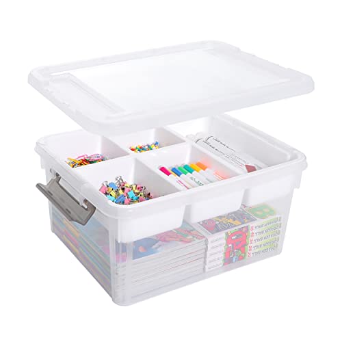 Citylife 17 QT Plastic Storage Box with Removable Tray Craft Organizers and Storage Clear Storage Container for Organizing Bead, Tool, Sewing, Playdoh,Coloring Books