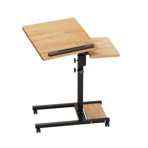 TigerDad Mobile Adjustable Height Laptop Stand PC Computer Portable Notebook Swivel Laptop Desk Rolling Table Desk Cart Tiltable with Wheels Casters& Mouse Pad Table