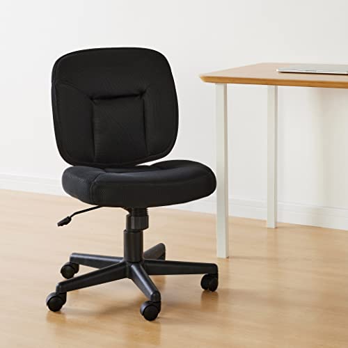 Amazon Basics Low-Back Armless Office Desk Chair with Back Support, Adjustable Height, 360 Degree Swivel, Fabric Upholstery, Rolling Wheels, Black