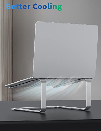 SOUNDANCE Laptop Stand for Desk, Ergonomic Metal Computer Riser for 12-17.3 Inch Laptops, Heavy Duty Stable Desktop Holder, Improves Eye Level & Workspace Organization, Silver