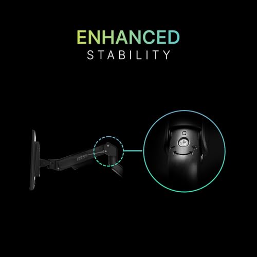 MSI MAG MT101DG - Gas Spring Dual Monitor Stand Arm, Supports 17-32" and 22 lbs, VESA Compatible, Adjustable Gas Spring Mount, Clamp & Grommet, Quick Release Plate – Black