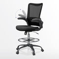 Drafting Chair Tall Office Chair for Standing Desk with Up & Down Flip-Up Armrest, 9” Adjustable Height High Desk Chair with Footrest Ring, 120° Recline Mesh Ergonomic Chair, 300 lbs