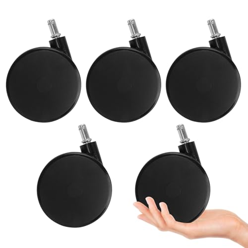 5 Pcs 4'' Extra Large Chair Wheels for Carpet, Large Office Chair Wheels, Heavy Duty Office Twin Chair Casters Replacement 7/16 x 7/8 Grip Ring for Furniture Hardwood Floor Computer Desks