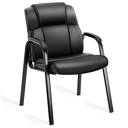 OLIXIS Waiting Room Chairs Set of 4, Leather Office Desk Reception Guest Stationary Side Chair with Padded Arms for Home Conference Lobby Area Meeting Church Medical Clinic Elderly Student