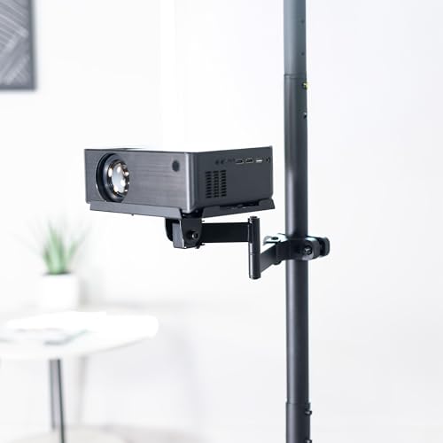 VIVO Steel Universal Full Motion Pole Mounted 9 x 7 inch Storage Shelf with Articulating Arm, Fits 1.1 to 2.4 inch Tube Diameters, Black, Mount-POLESF1