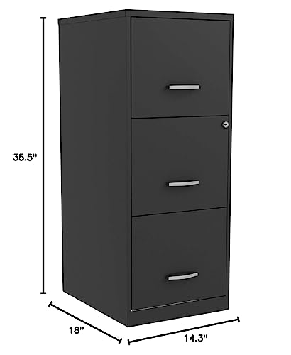 Lorell NuSparc 3 Drawer Locking Filing Cabinet | Pre-Assembled Steel Construction | Space-Saving Design is Perfect for Home and Small Office | Letter-Size | Assembled in North America