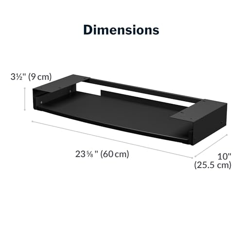 Vari Slide-Out Keyboard Tray – Ergonomic Under-Desk Pull-Out Shelf with Smooth-Glide 9.5" Access, Space-Saving Design, Fits Full-Size Keyboard & Mouse, Easy Install + VariDesk Compatible (Black)