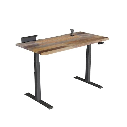 Vari ComfortEdge 60x30 Adjustable Electric Standing Desk with TechTrack - Sit Stand VariDesk with Memory Presets, Included Phone Stand & Shelf, 200 LB Capacity, Tool-Free Assembly (Reclaimed Wood)