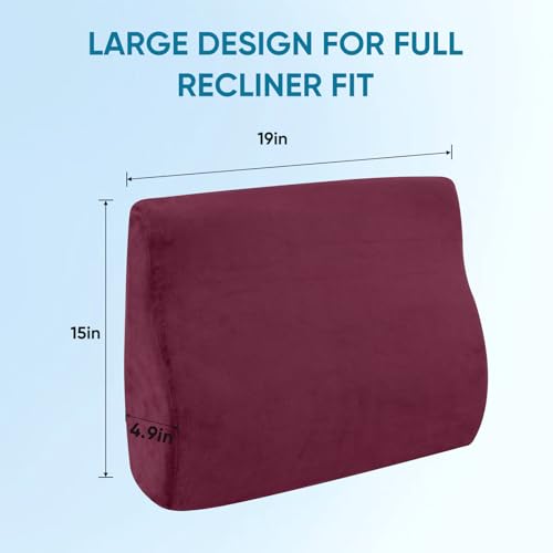 AHUAWA Back Support Pillow for Recliner Chair, Memory Foam Couch Back Cushions Ergonomic Large Lumbar Support Pillow for Lower Back Pain Relief, with Soft Velvet