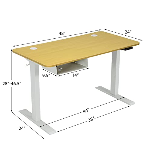 Tangkula Electric Height Adjustable Standing Desk w/USB Port, 48-Inch Sit to Stand Computer Workstation, Ergonomic Stand up Desk w/Cable Holes, Hook, Storage Compartment, Memory Controller