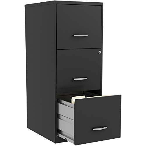 Lorell NuSparc 3 Drawer Locking Filing Cabinet | Pre-Assembled Steel Construction | Space-Saving Design is Perfect for Home and Small Office | Letter-Size | Assembled in North America