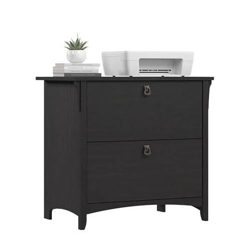 Bush Home Salinas 2 Drawer Lateral File Cabinet in Vintage Black, Home Office Storage Solution, Organizer with Drawers for Workspace, Filing Unit