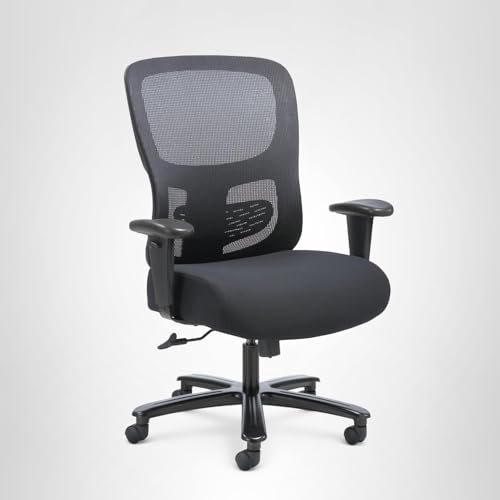 HON Sadie Big and Tall Ergonomic Office Chair with Mesh Back, Adjustable Lumbar Support and Arms, High Back Desk and Computer Chair for Home Office or Workstation, 350 lb. Weight Capacity, Black