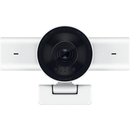 Razer Kiyo V2 X Streaming Webcam: 1440p 60 FPS - Auto Focus - Built-in Microphone - Wide Angle Lense - Integrated Privacy Shutter - Works with OBS, Xsplit, Streamlabs, Discord, Zoom, Teams - White