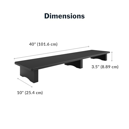Vari Modern Monitor Riser - Large Dual Monitor Stand - Elevated Desk Shelf for Home Office Organization - Durable and Lightweight - Ideal for Computer and Gaming Setup - Black, 40”x10”x4”