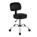 Amazon Basics Multi-Purpose Drafting Spa Bar Stool with Back Support, Upholstered, and Wheels, Black, 22.72"D x 22.72"W x 37.8"H