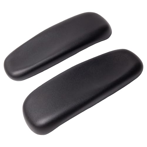 CHAHEKAI Office Chair Arm Replacement, PU Armrest Arm Pads Caps, Univeral 4" Mounting Hole, (Set of 2) Black with Screws Washer and Wrench