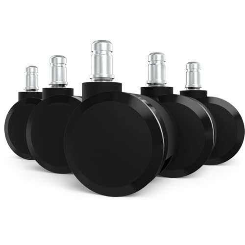 Office Chair Wheels 10mm Stem, 2.36"(60mm) Casters Compatible with 1KEA Chairs ONLY, 10mm(3/8") x22mm(7/8") Stem Replacement Chair Casters for Carpet and Hardwood Floors(Set of 5)