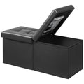AmasSmile Footrest Ottoman Bench with Storage,34Inch Black Leather Footstool, Coffee Table, Padded Seat, Storage Chest,Blanket Store with Flipping Lid for Livingroom and Bedroom
