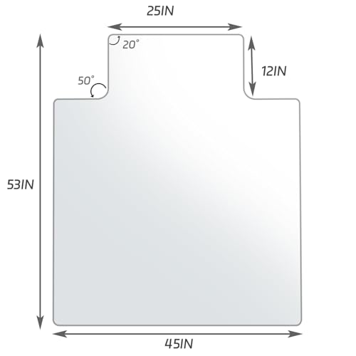GLSLAND Irregular Tempered Glass Floor Mat - 45" x 53" Office Chair Mat for Carpet Clear Duty Hard Rolling Glass Mat 1/5" Thick for Hardwood Floor/Carpeted Floors, Clear