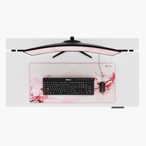 Arozzi Extended Gaming Mouse Pad, Cherry Blossom Pink, Large Desk Mat, Sakura