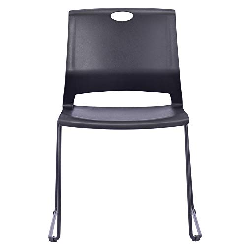 Sidanli Black Stacking Chairs Set of 4, Stackable Chairs for Waiting Room