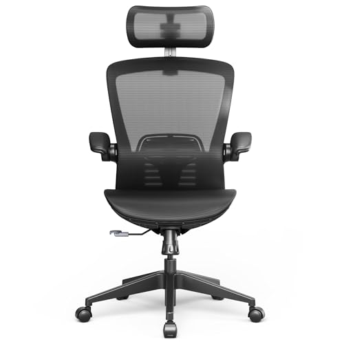 FLEXISPOT OC3-Pro Air Ergonomic Office Chair for Big and Tall Black, High Back Office Chair with Flip-up Arm/8-Level Lumbar Support, Mesh Seat Cushion, Chairs for Home Office Working Studying Gaming