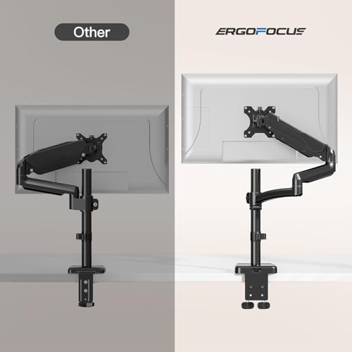 ErgoFocus Long Arm Monitor Mount, 13 to 32 inch Computer Desk Mount, Extra Long Adjustable Stand, Hold up to 19.8lbs, Tall Arm with Tilt, Swivel, Rotation, VESA 75/100mm