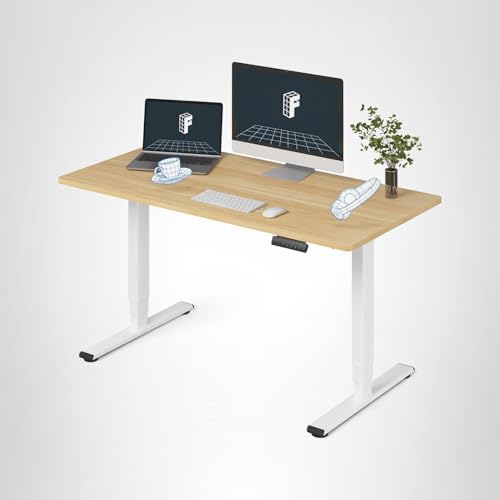 FLEXISPOT E6 3-Stage Dual Motor Electric Standing Desk 55 x 28 Sit Stand Up Desk, Holds 220 lbs, Adjustable Height w/Memory Presets, One-Piece Maple Desktop & White Frame, Ships in 2 Boxes