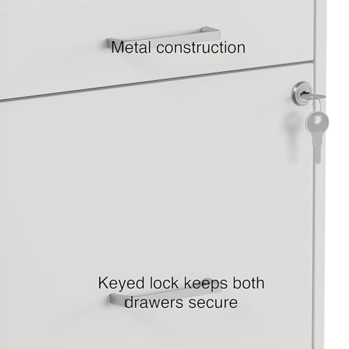 Staples 3-Drawer Vertical File Cabinet, Letter Size Documents, Lockable & Mobile, 18.9" D x 14.3" W x 26.9" H, White