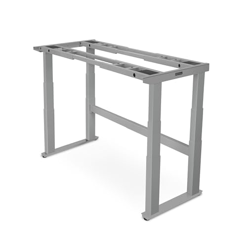 UPLIFT DESK 4-Leg V2-Commercial Height Adjustable Standing Desk Frame (Gray), No Desktop, Advanced Memory Keypad, Free Wire Tray