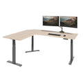 Vari ComfortEdge 80x60 L-Shape Electric Standing Desk – Height Adjustable Sit-Stand VariDesk for Corner Office with Reversible Left/Right Design – Light Wood Top/Slate Legs (Ships in 3 Boxes)