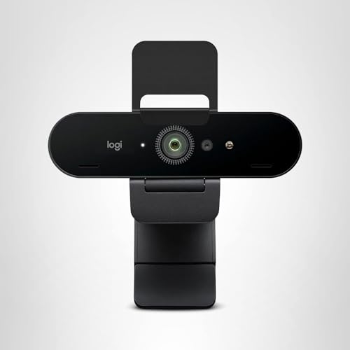 Logitech Brio 4K Webcam, Video Calling, Noise-Cancelling mic, HD Auto Light Correction, Wide Field of View, Windows Hello Works with Microsoft Teams, Zoom, Google Meet, PC/Mac/Laptop/MacBook/Tablet
