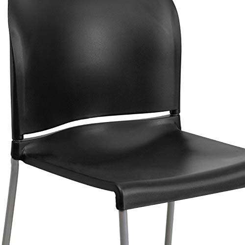 Flash Furniture Hercules Series Contoured Stacking Chairs for Waiting Rooms and Offices, Ergonomic Lobby Chairs with Curved Back, Set of 5, Black