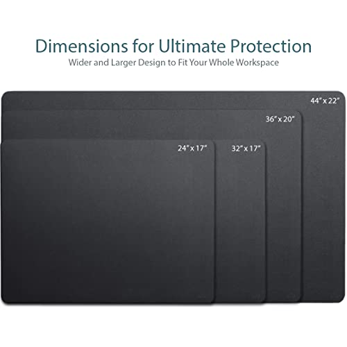Leather Desk Pad 36" x 20", Vine Creations Office Desk Mat Waterproof Black - Premium Quality - Smooth Mouse Writing Surface - Maximum Protection Dual-Sided Pu Leather Blotter for Desk Office/Home