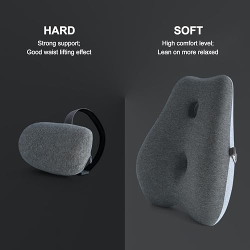 Adjustable Lumbar Support Pillow for Office Chair Improve Lower Back Pain Relief & Sitting Posture Back Support Pillow with Adjustable Slider Ergonomic Memory Foam Back Cushion for Long Sitting（1 Pcs）