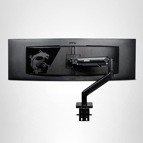 MSI MAG MT201 - Premium Heavy Duty Single Monitor Stand Arm, Supports 17-49" Screens and 44 lbs, VESA Compatible, Adjustable Spring Assisted Mount, Clamp & Grommet, Quick Release Plate - Black