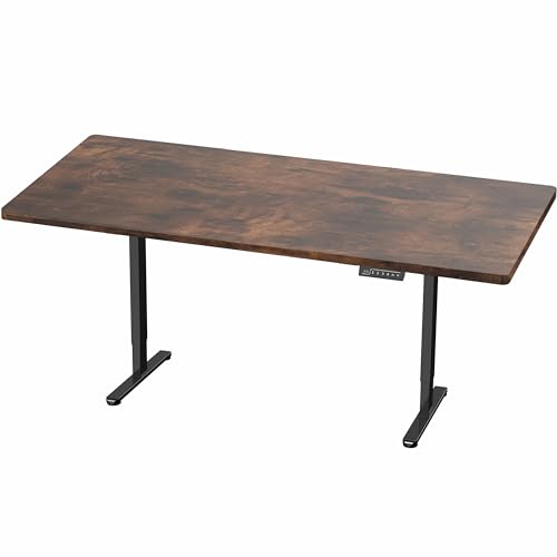 VIVO Electric 83 x 30 inch Standing Desk, Dual Motor Memory Controller Height Adjustment, E2B Series, Rustic Vintage Brown Top Black Frame, DESK-KIT-E2B84-30N