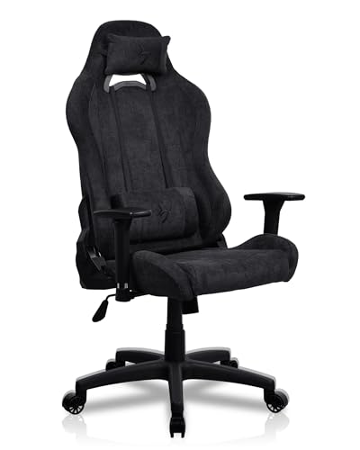 Arozzi Torretta Gaming Chair - Soft Fabric Ergonomic Gaming Chair for Adults Adjustable Backrest with Neck & Lumbar Pillows - Swedish Design Home Office Setup Professional Computer Chairs, Pure Black