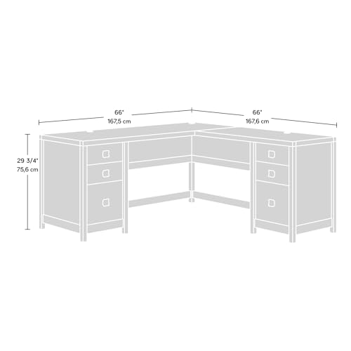 Sauder Cannery Bridge L-Shaped Desk with 6 Storage Drawers, Sindoori Mango Finish