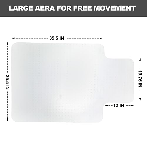 Chair Mat for Carpet- Low Pile (1/4" Thick) Carpet Protector for Office Gaming Computer Desk Chair. Heavy Duty Desk Chair Mat for Carpeted Floors, Semi Transparent (with Lip)